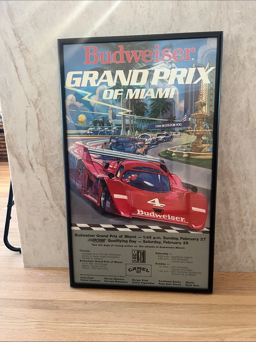 Budweiser Vintage Grand Prix Poster — Red and Blue Racing Artwork